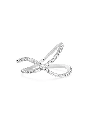 Flou 18K White Gold & 0.46 TCW Diamond 2-Row Crisscross Ring