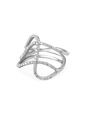 Infinity 18K Gold & 0.77 TCW Diamond 3-Row Curved Ring