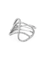 Infinity 18K Gold & 0.77 TCW Diamond 3-Row Curved Ring