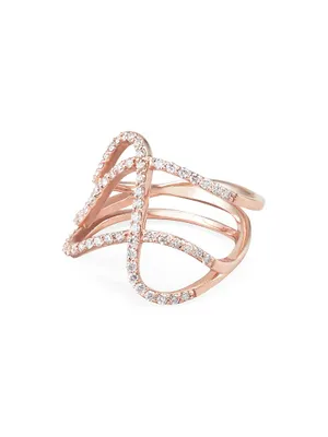 Infinity 18K Rose Gold & 0.77 TCW Diamond 3-Row Curved Ring