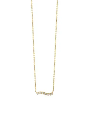 Coup De Coeur 14K Yellow Gold & 0.24 TCW Diamond Wavy Bar Pendant Necklace
