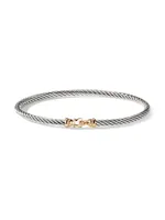 Cable Collectibles Buckle Bangle Bracelet with 18K Yellow Gold/3 mm