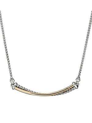 Crossover 18K Yellow Gold & Sterling Silver Bar Necklace