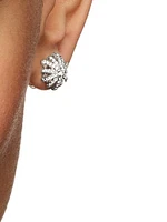Crossover Stud Earrings in Sterling Silver with Diamonds, 11mm