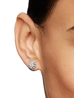 Crossover Stud Earrings in Sterling Silver with Diamonds, 11mm