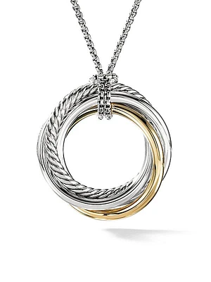 Crossover Pendant Necklace in Sterling Silver with 14K Yellow Gold, 37mm