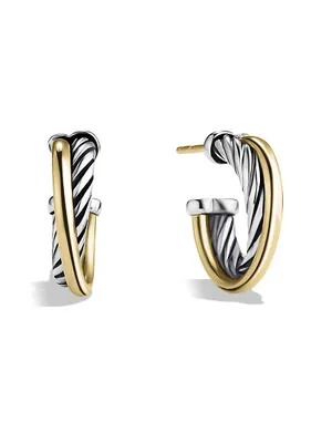 Crossover Extra-Small Hoop Earrings with Gold