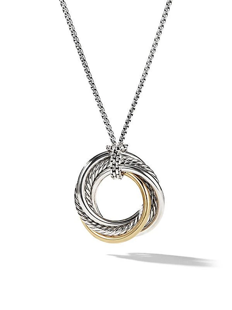 Crossover Pendant Necklace in Sterling Silver with 14K Yellow Gold