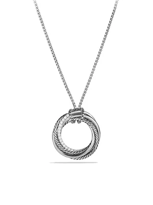 Crossover Pendant Necklace with Diamonds