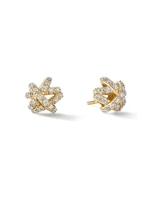 The Crossover Collection Stud Earrings In 18K Yellow Gold With Full Pavé Diamonds