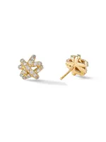 The Crossover Collection Stud Earrings In 18K Yellow Gold With Full Pavé Diamonds