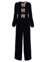 Camille Bows Velvet Jumpsuit