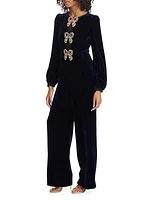 Camille Bows Velvet Jumpsuit