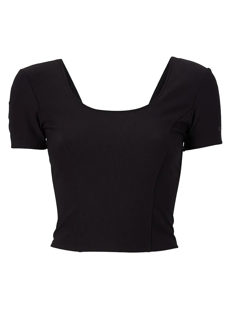 Short-Sleeve Rib-Knit Crop Top