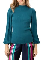 Glossy Balloon-Sleeve Sweater