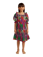 Little Girl's & Floral Pleated Ruffle-Trim Dress