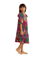 Little Girl's & Floral Pleated Ruffle-Trim Dress