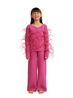 Little Girl's & Girl's Danton Feather-Trimmed Sweater