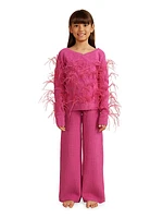 Little Girl's & Girl's Danton Feather-Trimmed Sweater