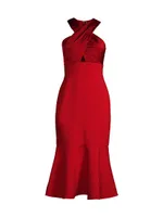 Solei Satin Halterneck Midi-Dress