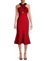 Solei Satin Halterneck Midi-Dress