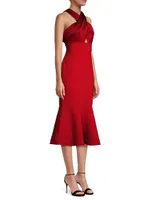 Solei Satin Halterneck Midi-Dress