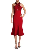 Solei Satin Halterneck Midi-Dress