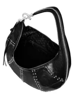 Medium Studded Leather Croissant Shoulder Bag