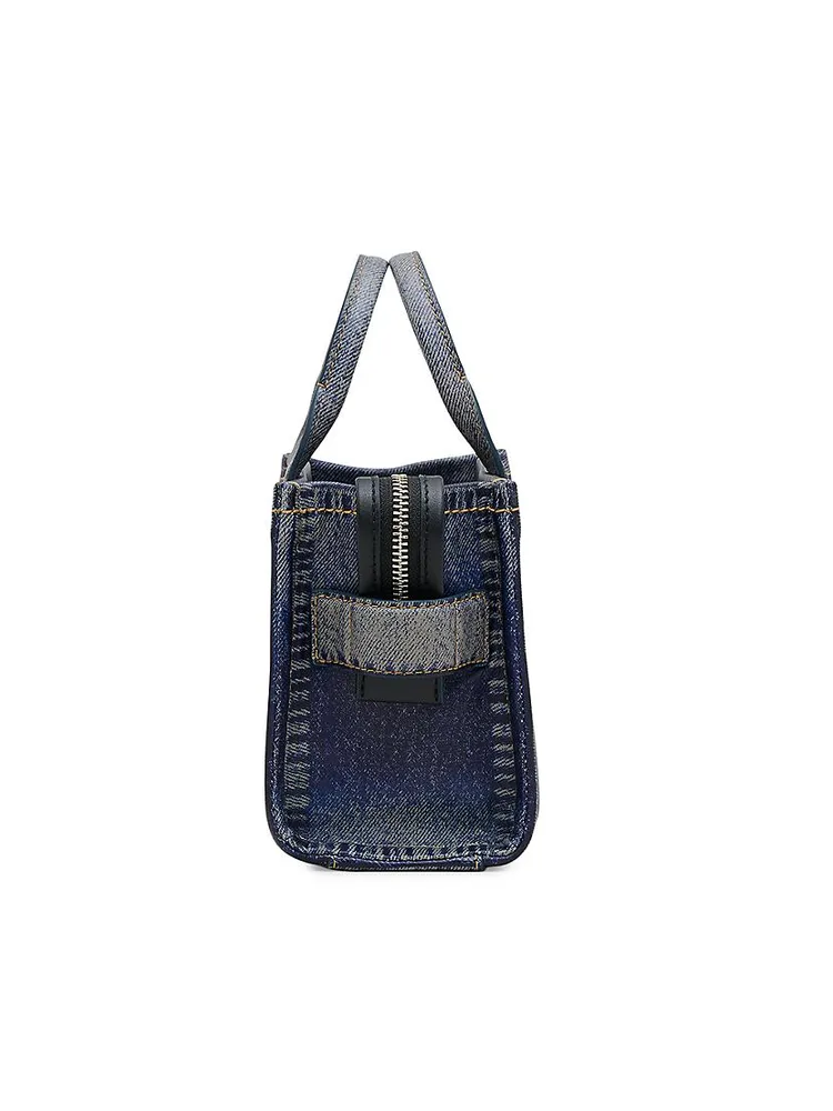 The Micro Denim-Printed Leather Tote Bag