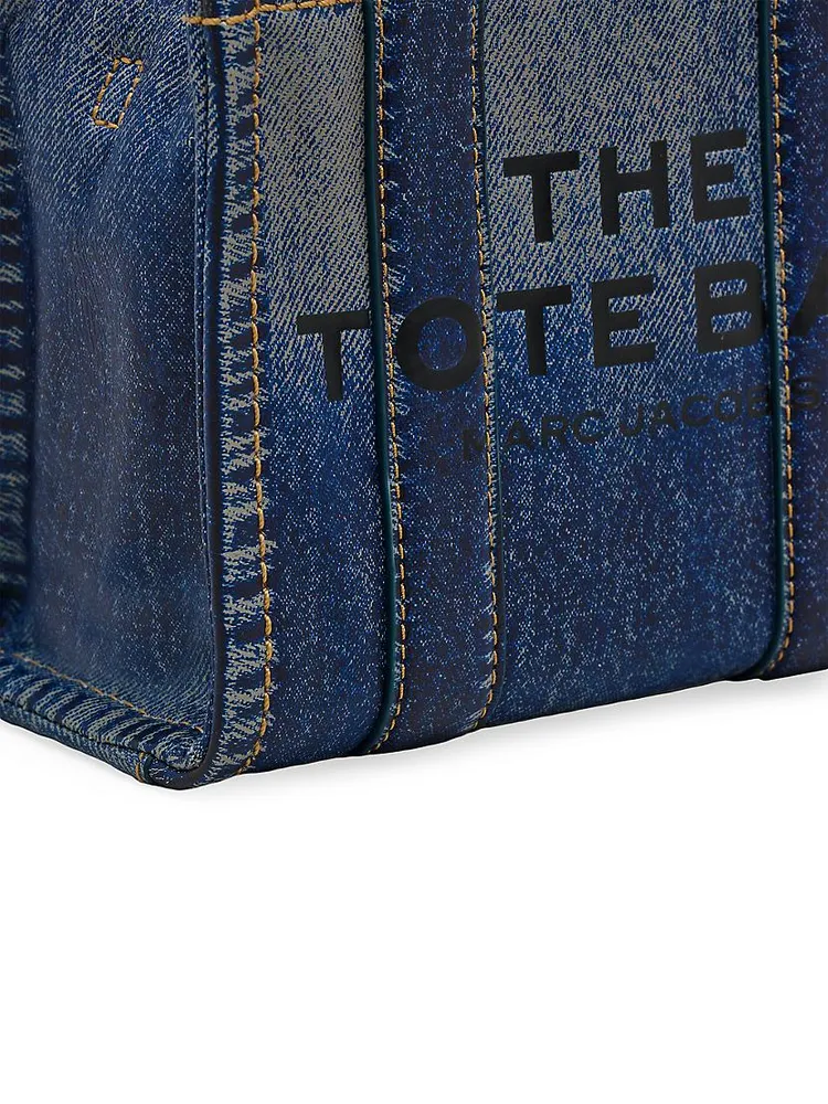 The Micro Denim-Printed Leather Tote Bag