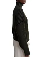 Carmen Zip-Front Rib-Knit Sweater