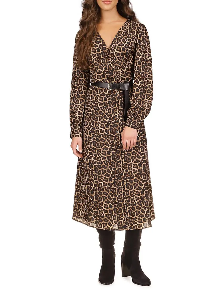 Kate Chiffon Leopard Midi-Dress