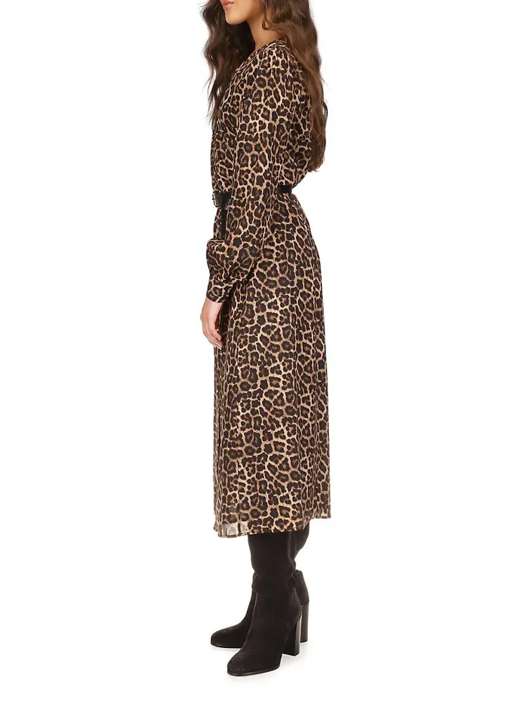 Kate Chiffon Leopard Midi-Dress