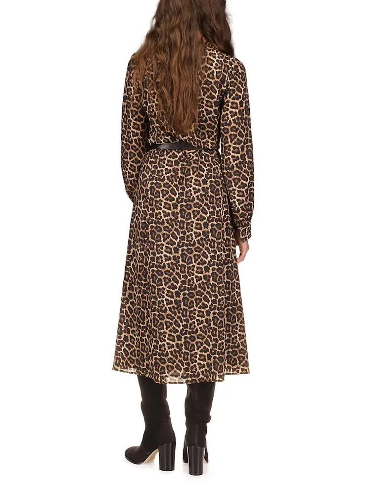 Kate Chiffon Leopard Midi-Dress