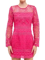 Long Sleeve Crochet Mini Dress
