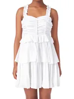 Corset Ruched Tiered Mini Dress