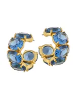 Gem Palace Royals Goldtone & Glass Stone Hoop Earrings