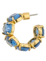 Gem Palace Royals Goldtone & Glass Stone Hoop Earrings