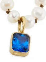 Yeah, But In Blue Blue Lagoon Cultured Freshwater Pearl & Glass Crystal Pendant Necklace