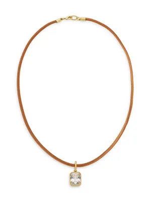 Gem Palace The Raj Goldtone, Leather & Crystal Pendant Necklace