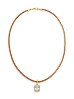 Gem Palace The Raj Goldtone, Leather & Crystal Pendant Necklace
