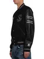 Wool-Blend Patch Varsity Bomber Jacket