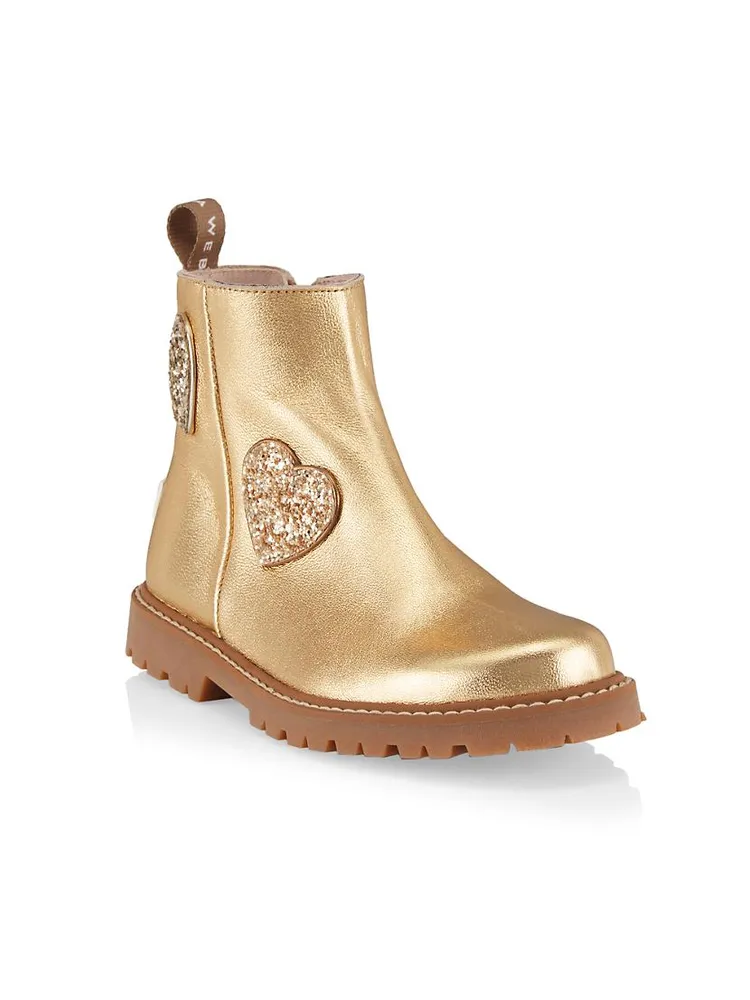 Little Girl's & Amora Metallic Leather Boots