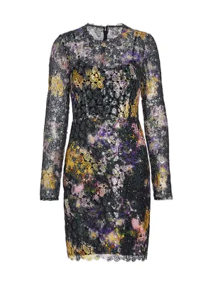 Jenna Floral Lace Long-Sleeve Minidress