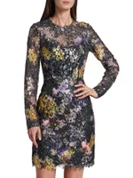 Jenna Floral Lace Long-Sleeve Minidress