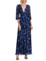 Floral Knot-Front Maxi Dress