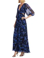 Floral Knot-Front Maxi Dress