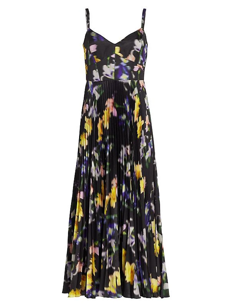 Ella Floral Satin Midi-Dress