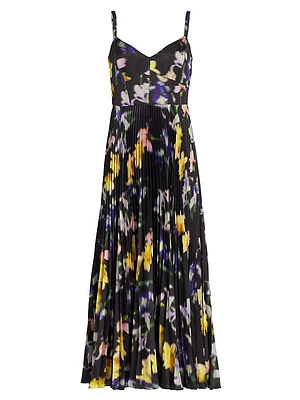 Ella Floral Satin Midi-Dress