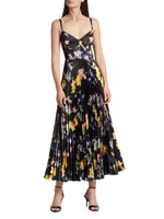 Ella Floral Satin Midi-Dress